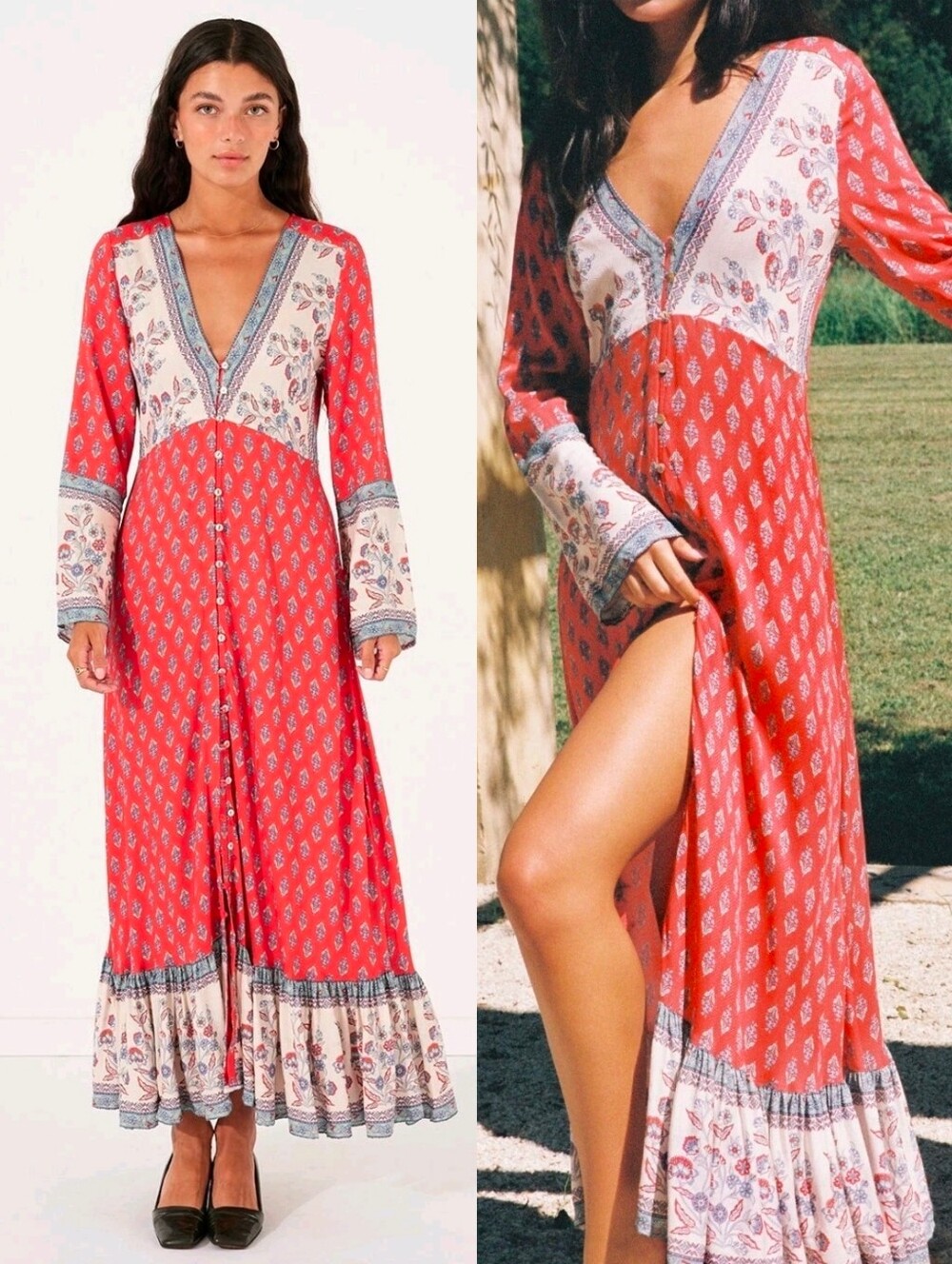 Arnhem Red June Tea Lightweight Maxi Dress